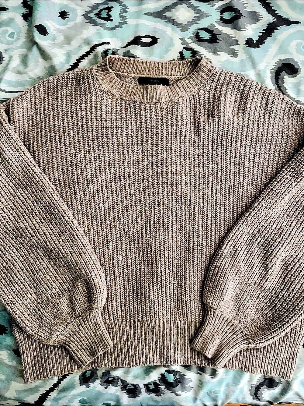 Forever 21 Ribbed Crew Neck Sweater in Brown Size Small